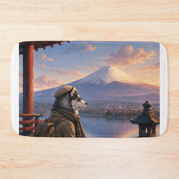 Item preview, Husky gazing at Mount Fuji. designed and sold by Nomad-Paws.