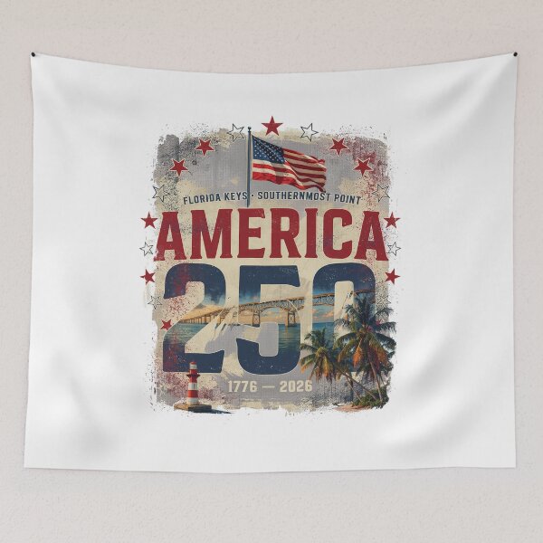Item preview, America 250 Florida Keys T-Shirt | Palm Trees Bridge Patriotic 1776-2026 Tee v1 designed and sold by DarylWelsh2024.