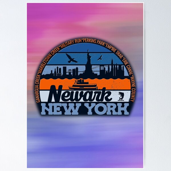 Item preview, Newark New York Sunset Retro Vintage Local Pride Logo designed and sold by CRHPOD20.