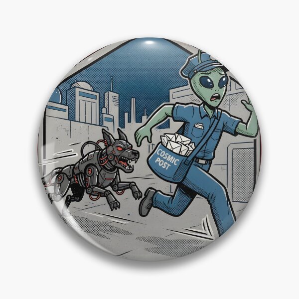 Item preview, Run Fast Alien Mailman Cybernetic Dog Retro Action Graphic designed and sold by DuckOddity.