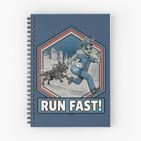 Item preview, Run Fast Alien Mailman Cybernetic Dog Retro Action Graphic designed and sold by DuckOddity.