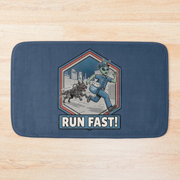 Item preview, Run Fast Alien Mailman Cybernetic Dog Retro Action Graphic designed and sold by DuckOddity.