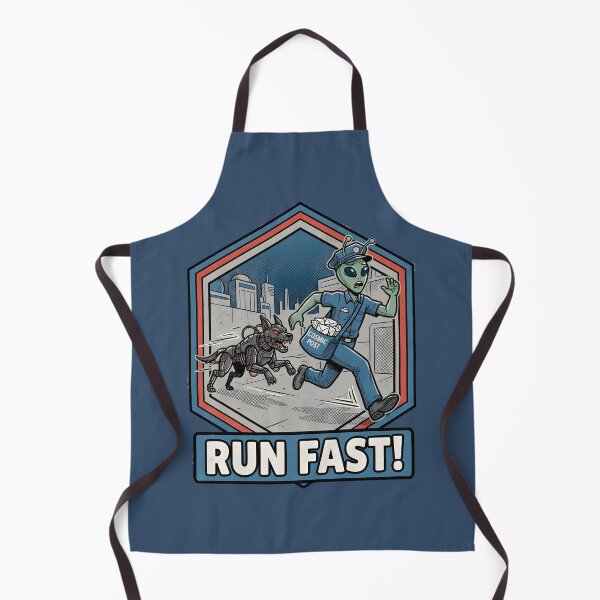 Item preview, Run Fast Alien Mailman Cybernetic Dog Retro Action Graphic designed and sold by DuckOddity.