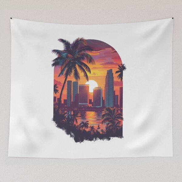 Item preview, Retro City Sunset Palm Trees Vaporwave Aesthetic designed and sold by GlowAura7.