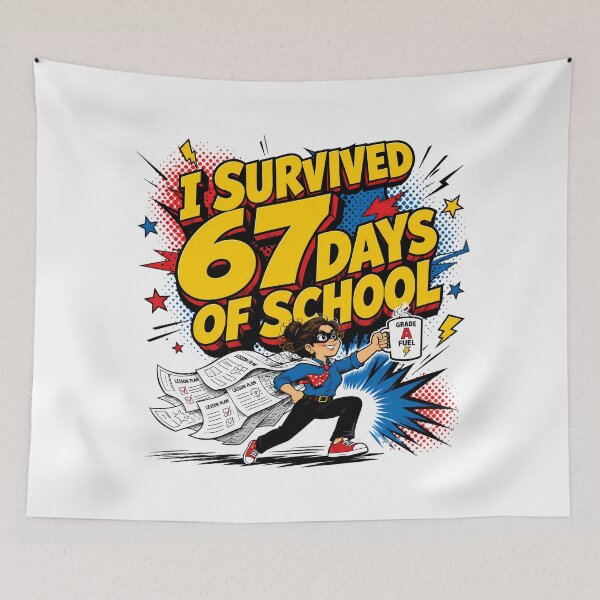 Item preview, 67 Days Of School Teacher Superhero Comic Book designed and sold by chattsuede.