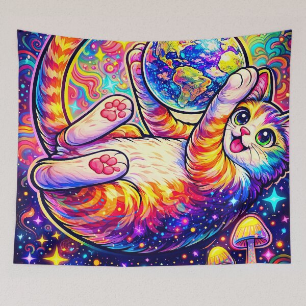 Item preview, Tiny Planet – Psychedelic Space Cat Holding the Earth designed and sold by Dominik1994.