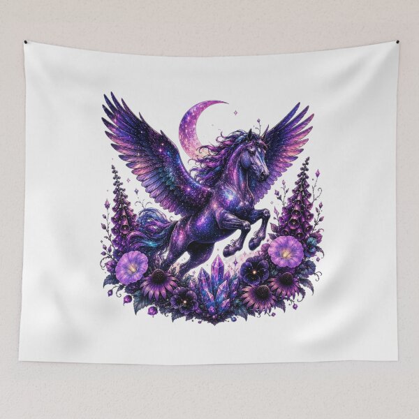 Item preview, Floral Winged Horse designed and sold by UnicornAndRaven .