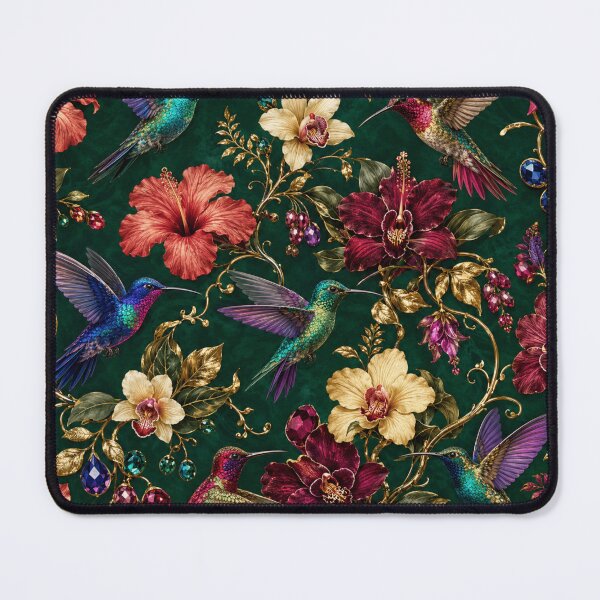 Item preview, Hummingbird Jewel Garden – Emerald Tropical Floral Pattern designed and sold by RoPrincess.