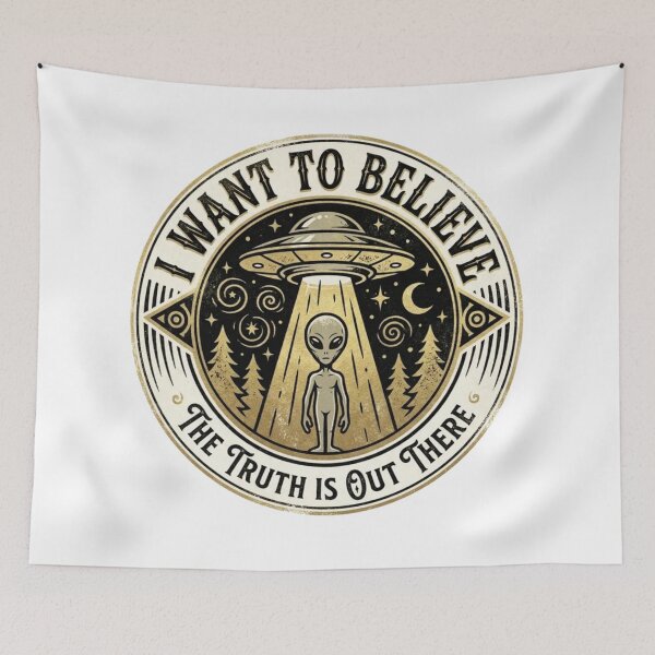 Item preview, Jasne — dla grafiki Alien + UFO z napisem „I WANT TO BELIEVE / THE TRUTH IS OUT THERE” designed and sold by Evv_u.
