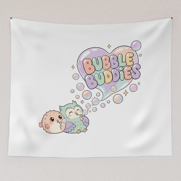 Item preview, Kawaii Pufferfish Owl Bubbles Cute Friendship Animals designed and sold by chattsuede.