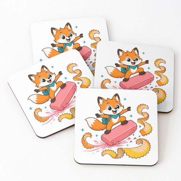Item preview, Kawaii Fox Skateboarding Eraser Back To School designed and sold by chattsuede.