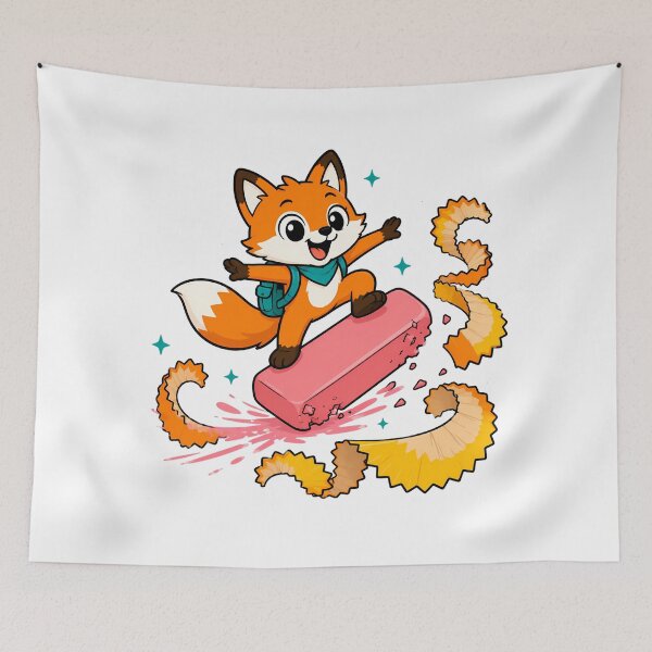 Item preview, Kawaii Fox Skateboarding Eraser Back To School designed and sold by chattsuede.