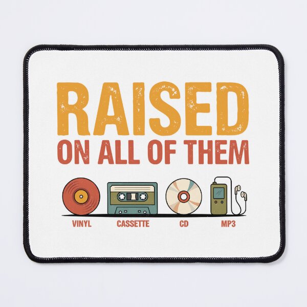Item preview, Raised On All Of Them Vintage Music Shirt | Retro Vinyl Cassette CD Graphic Tee designed and sold by NettyDesign.