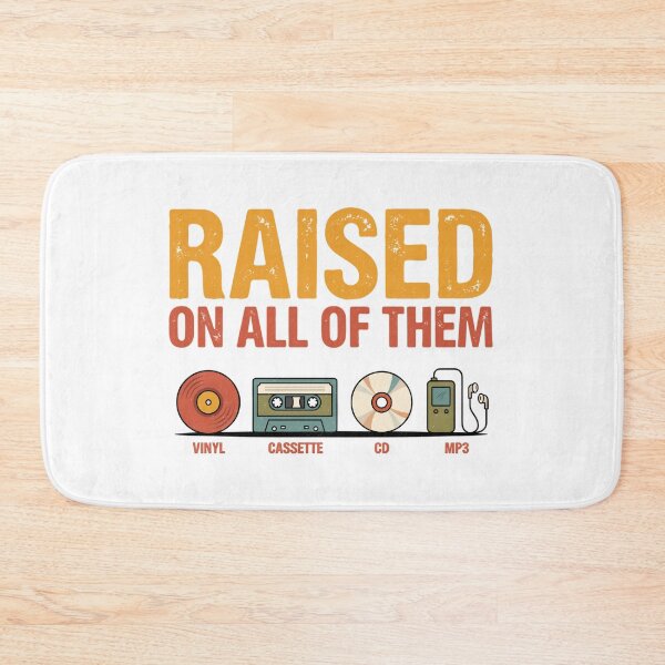 Item preview, Raised On All Of Them Vintage Music Shirt | Retro Vinyl Cassette CD Graphic Tee designed and sold by NettyDesign.