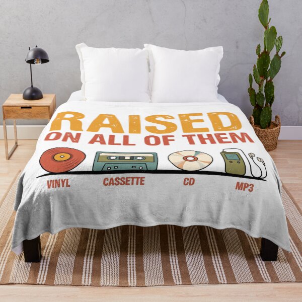Item preview, Raised On All Of Them Vintage Music Shirt | Retro Vinyl Cassette CD Graphic Tee designed and sold by NettyDesign.