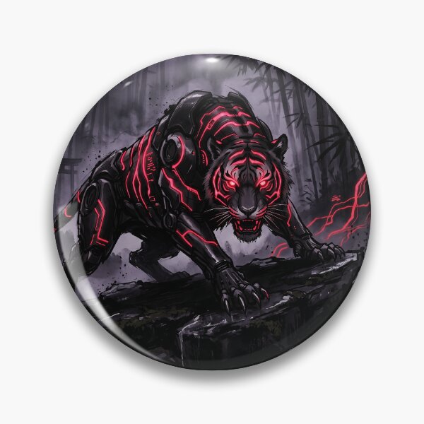 Item preview, Cyber tiger red circuits japanese bamboo forest designed and sold by Osmose-Studio.