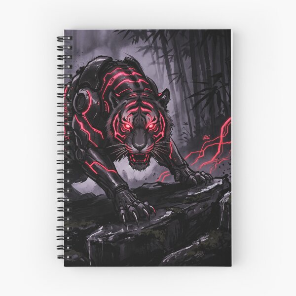Item preview, Cyber tiger red circuits japanese bamboo forest designed and sold by Osmose-Studio.