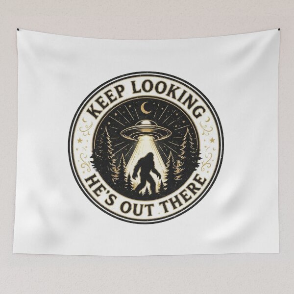 Item preview, Keep Looking He’s Out There – Bigfoot UFO Vintage Emblem designed and sold by Evv_u.