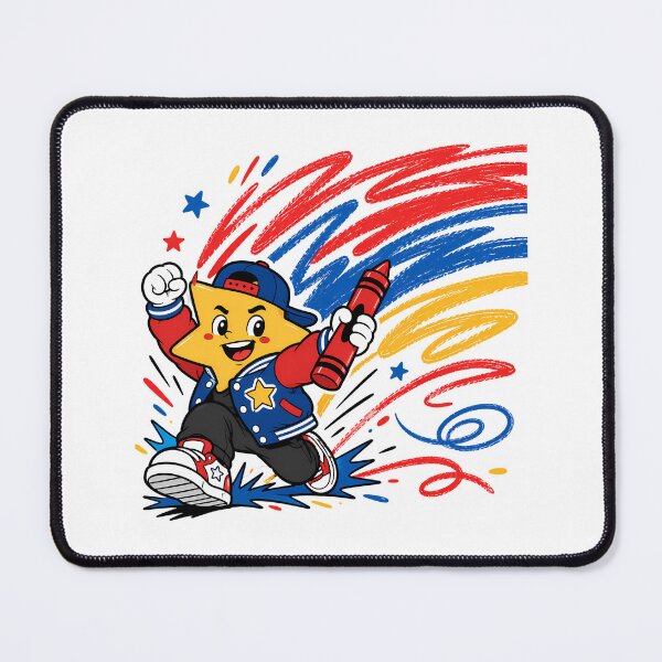 Item preview, Back To School Crayon Star Running Mascot Kids designed and sold by chattsuede.