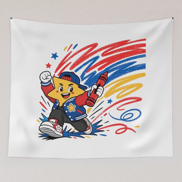 Item preview, Back To School Crayon Star Running Mascot Kids designed and sold by chattsuede.