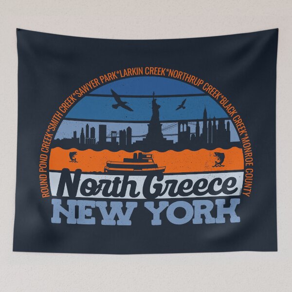 Item preview, North Greece New York Sunset Retro Vintage Local Pride Logo designed and sold by CRHPOD20.