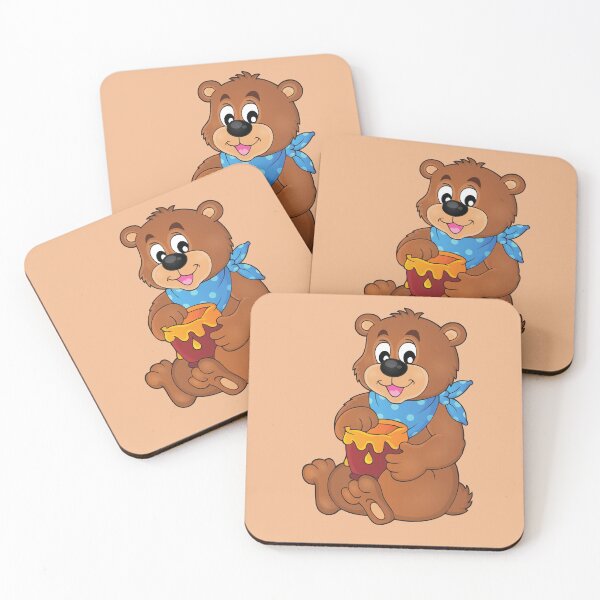Item preview, Cute Cartoon Bear with Honey and Blue Bandana designed and sold by SolutionsArt.