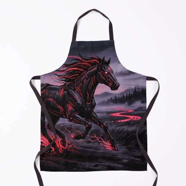 Item preview, Cyber horse galloping neon circuits temple sunset designed and sold by Osmose-Studio.