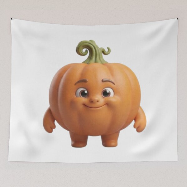 Item preview, Cute Happy Pumpkin 3D Character Tee designed and sold by TripleVertex-1.