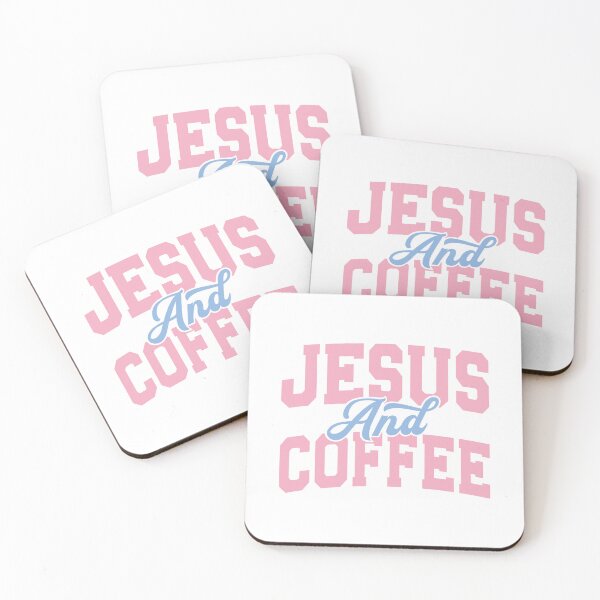Item preview, Cute Jesus and Coffee Pastel Faith Varsity Font designed and sold by Krasnovaovaova.