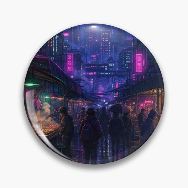 Item preview, Cyberpunk Neon City Pixel Art Night Rain designed and sold by Pixel_lab.