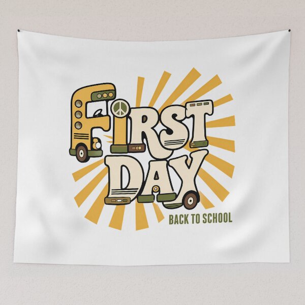 Item preview, First Day Back to School Groovy Peace Sign Bus designed and sold by chattsuede.