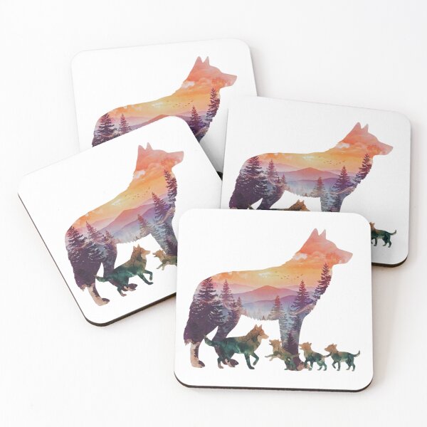 Item preview, Wolf Family Watercolor Double Exposure Graphic designed and sold by GabeMountainArt.
