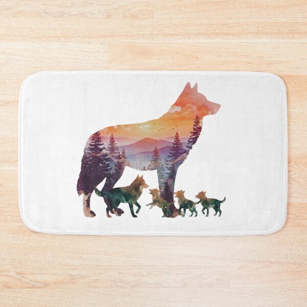 Item preview, Wolf Family Watercolor Double Exposure Graphic designed and sold by GabeMountainArt.