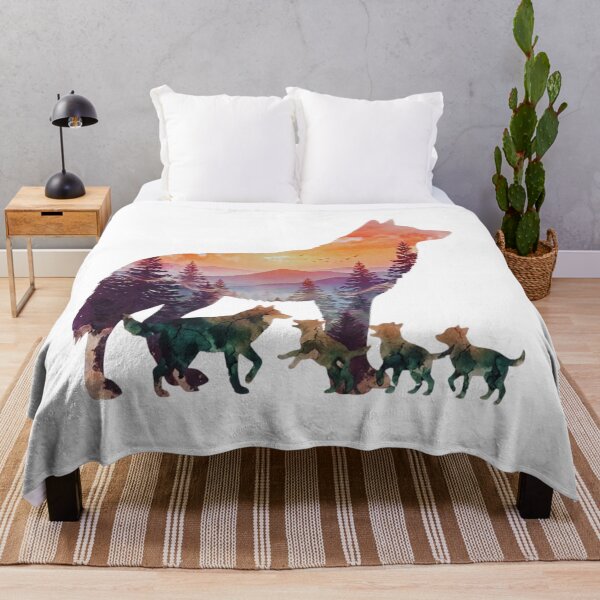 Item preview, Wolf Family Watercolor Double Exposure Graphic designed and sold by GabeMountainArt.