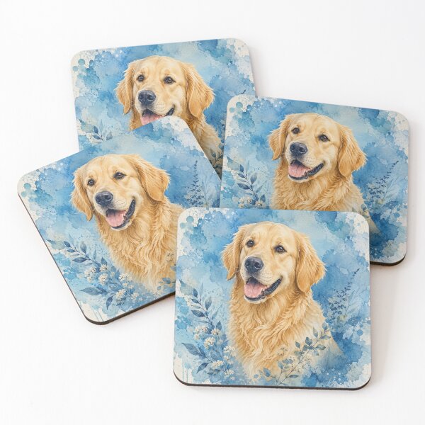 Item preview, Golden Retriever Watercolor Blue – Artistic Dog Lover Gift | Floral Pet Illustration designed and sold by TimberTail8.