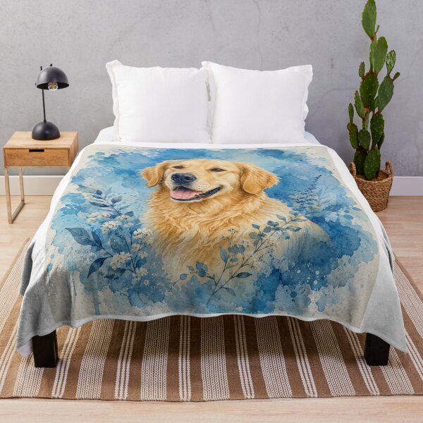 Artikelvorschau, Golden Retriever Aquarell Blau – Künstlerisches Geschenk für Hundeliebhaber | Florale Haustierillustration entworfen und verkauft von TimberTail8.