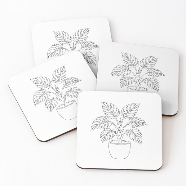 Item preview, Philodendron Birkin Line Art | Minimalist Variegated Plant Print designed and sold by PLANT LOVER'S PARADISE.