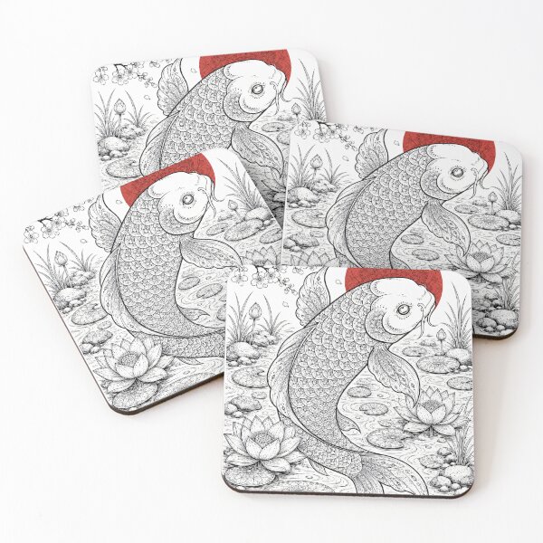 Item preview, Elegant Koi Fish Mandala Art Print | Japanese Pond Wall Art | Sacred Geometry Animal Illustration | Zen Black and White Decor designed and sold by suryabumblee.