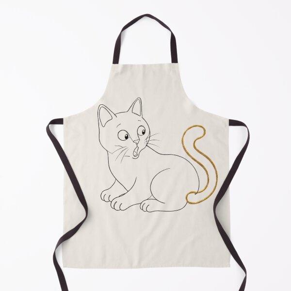 Item preview, Surprised Cat with Rope Tail Line Art – Light Apparel Edition designed and sold by knitcorner26.