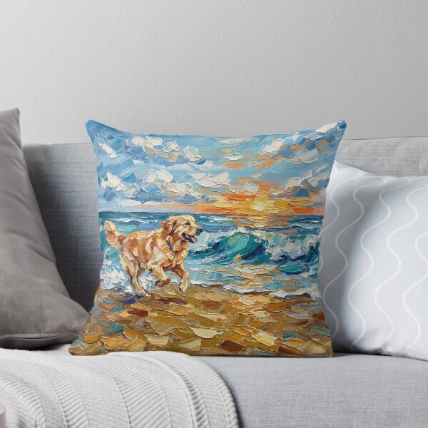 Item preview, Beach Days - Frolicking Golden Retriever designed and sold by AjaTrier.
