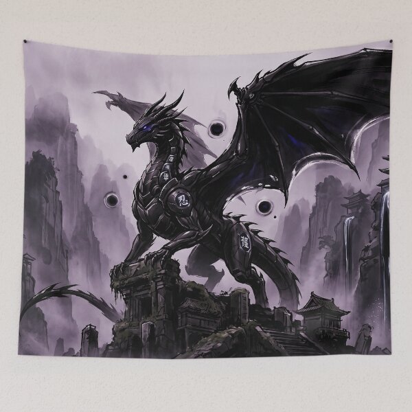 Item preview, Mechanical dragon kanji mountain temple waterfall designed and sold by Osmose-Studio.