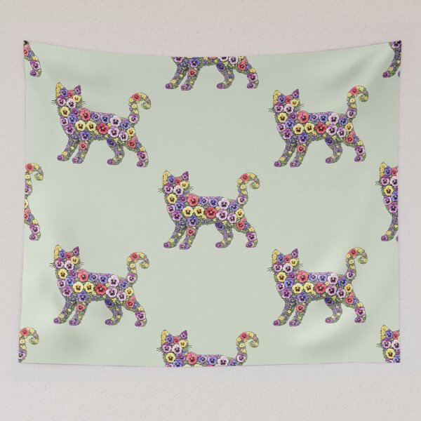Item preview, Purrfect Pansy Cat | Watercolor Floral Cat Silhouette designed and sold by Stubblejumper Artworks.