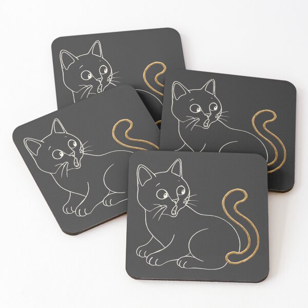 Item preview, Surprised Cat with Rope Tail Line Art – Dark Apparel Edition designed and sold by knitcorner26.