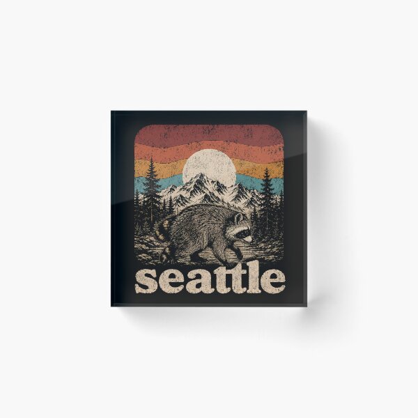 Item preview, Jimothy Viral Raccoon Seattle Washington Mountains Retro designed and sold by sentfromemily.