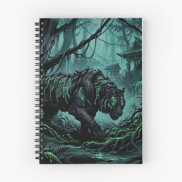 Item preview, Mechanical tiger glowing circuits jungle temple designed and sold by Osmose-Studio.