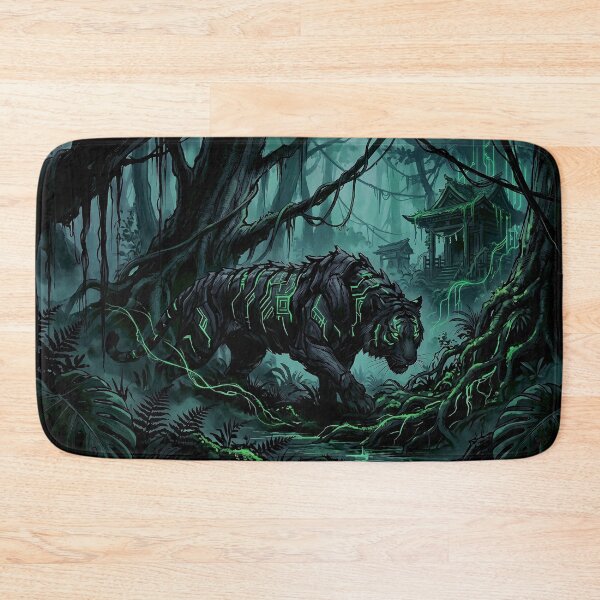 Item preview, Mechanical tiger glowing circuits jungle temple designed and sold by Osmose-Studio.