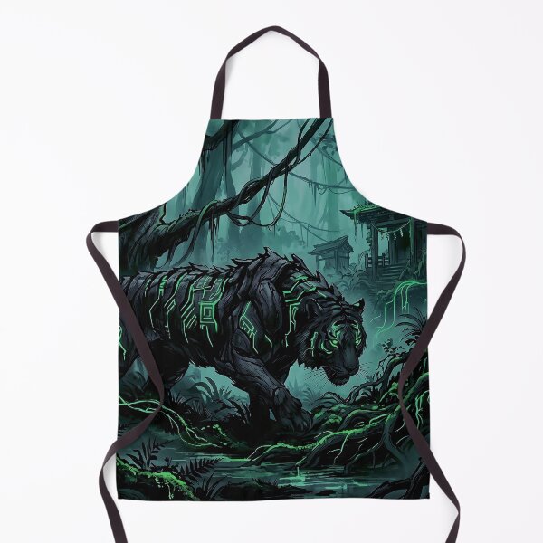 Item preview, Mechanical tiger glowing circuits jungle temple designed and sold by Osmose-Studio.