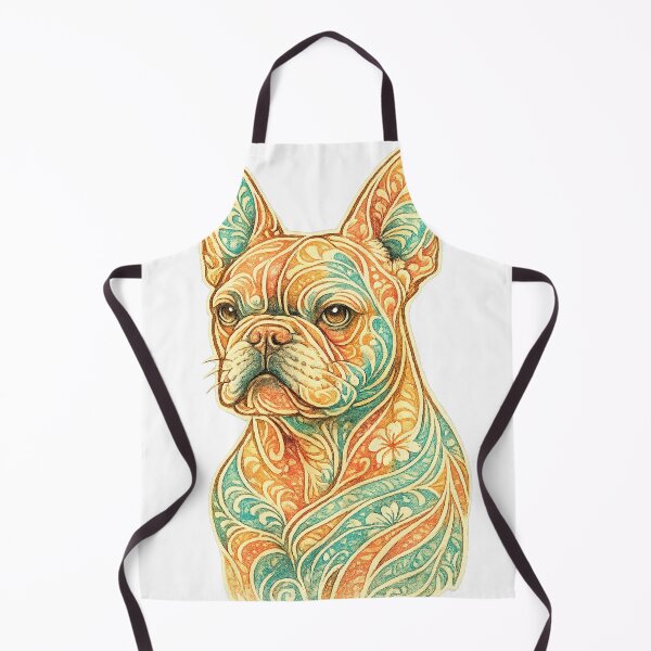 Item preview, Ornate Pattern French Bulldog Print, Decorative Dog Art, Teal and Orange Illustration Design designed and sold by TM DESIGNS AND MORE.