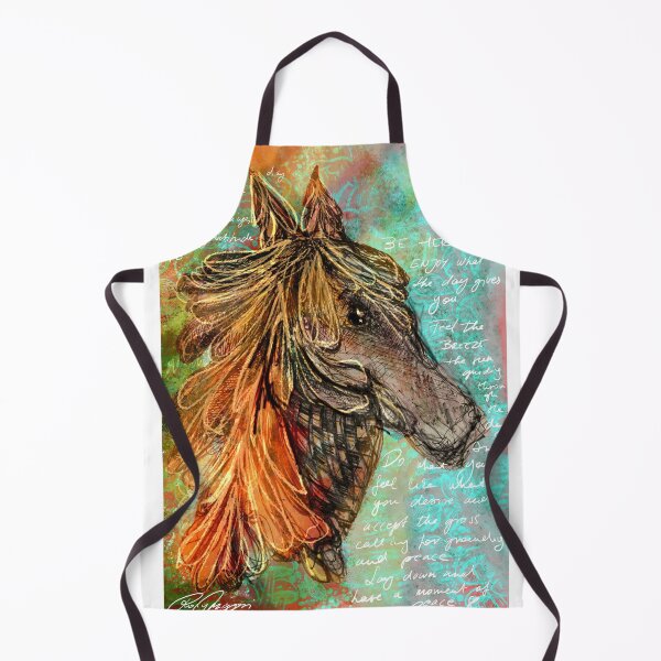 Item preview, Boho Horse Portrait with Inspirational Quote | Mixed Media Equestrian Art Print designed and sold by Pink&Blue @pink.and.blue_studio.
