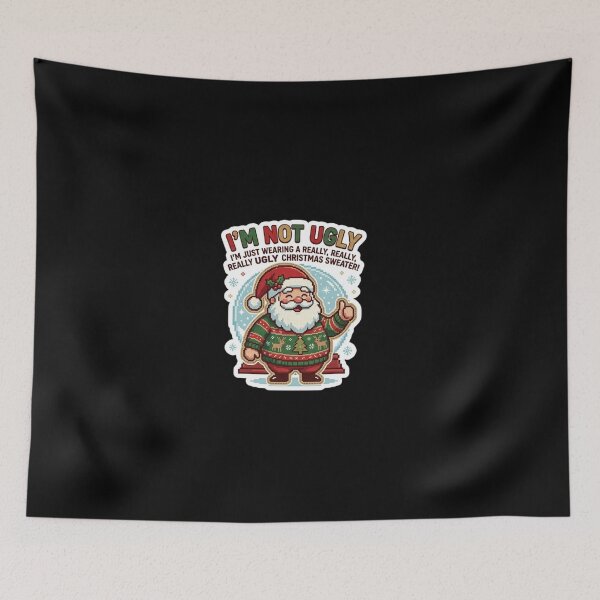 Item preview, Funny Ugly Christmas Sweater Santa Claus Holiday Sticker designed and sold by Amituniqart.